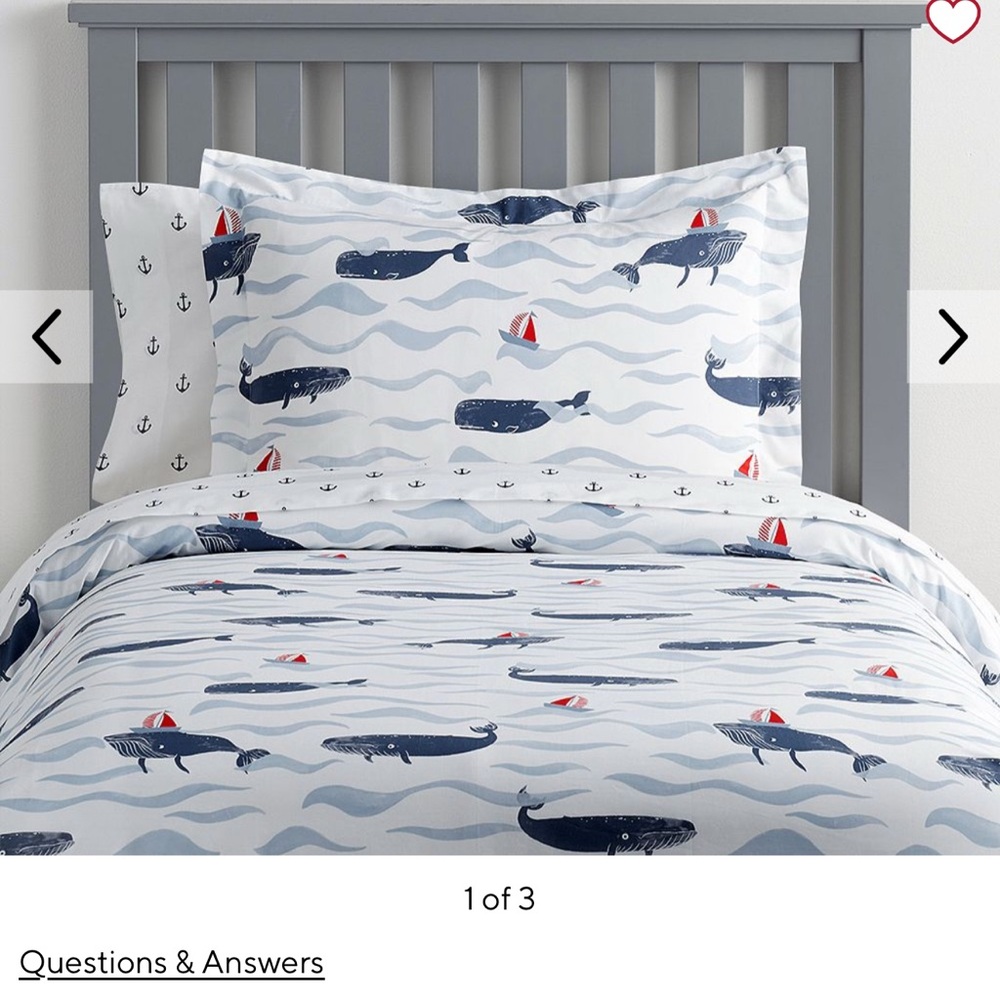 Pottery Barn Kids Blue and White Whale Print Sheets